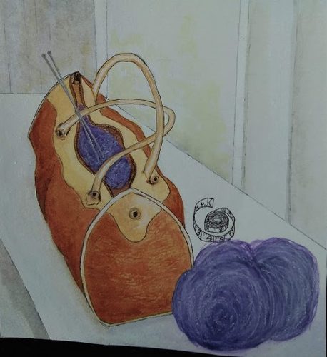 CD, Grandma's knitting bag, mixed media.